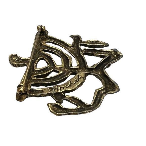 JACQUES LIPCHITZ CUBIST MODERNIST MENORAH JUDAICA BROOCH circa 1970 - Picture 10 of 11